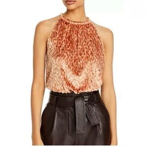 A.L.C. Velvet Print Rose Dawn Halter Top